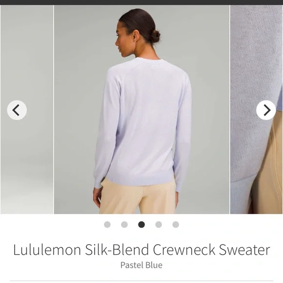 NEW with tags Lululemon Silk-Blend Crewneck Sweater
Pastel Blue sz 10 - Picture 3 of 7